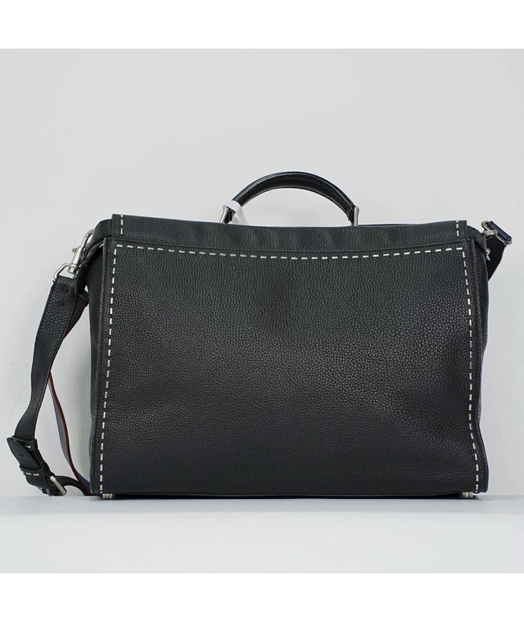 FENDI Черная кожаная сумка с короткими ручками, фото 5