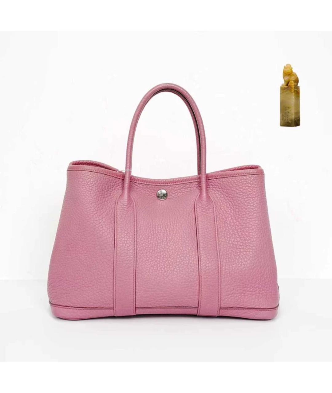 HERMES Розовая кожаная сумка с короткими ручками, фото 10