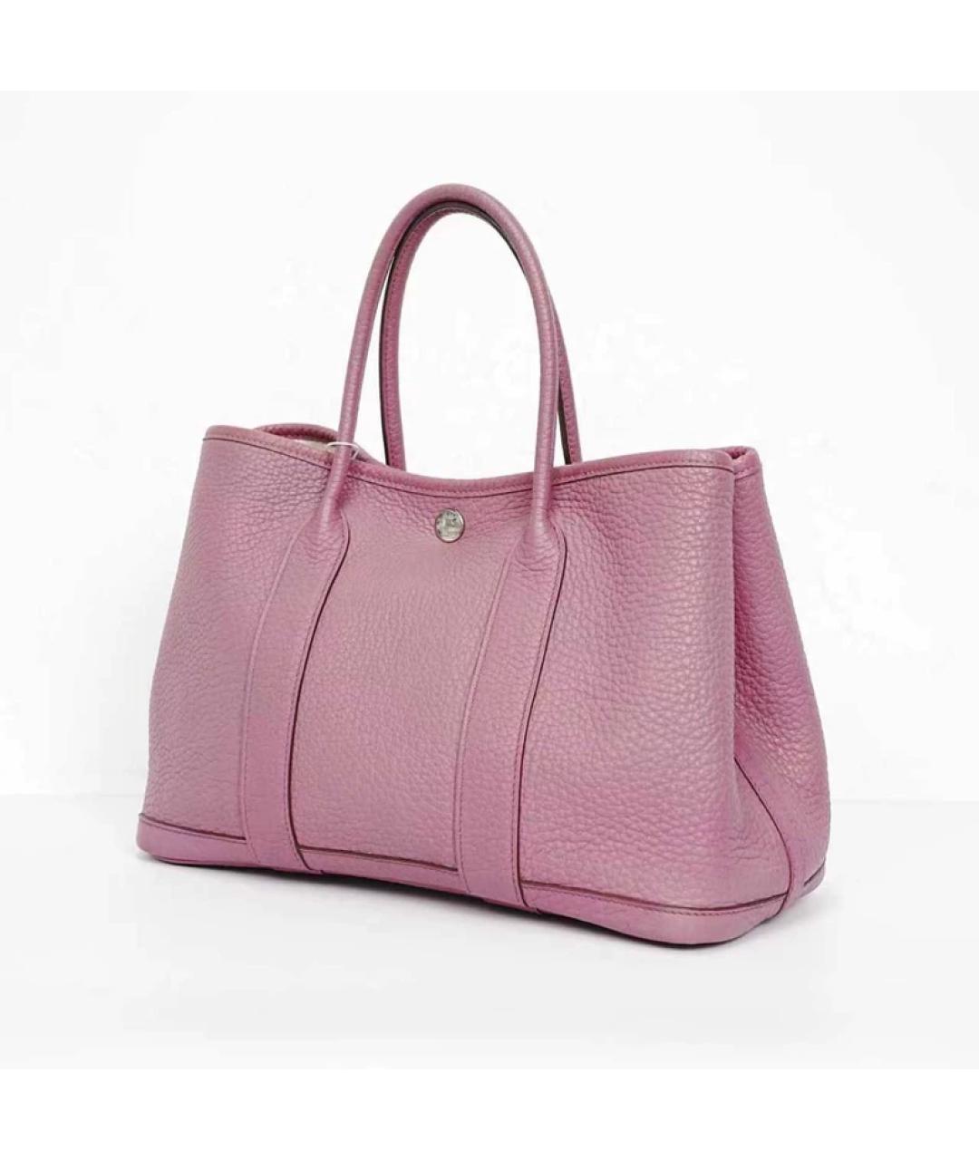 HERMES Розовая кожаная сумка с короткими ручками, фото 9