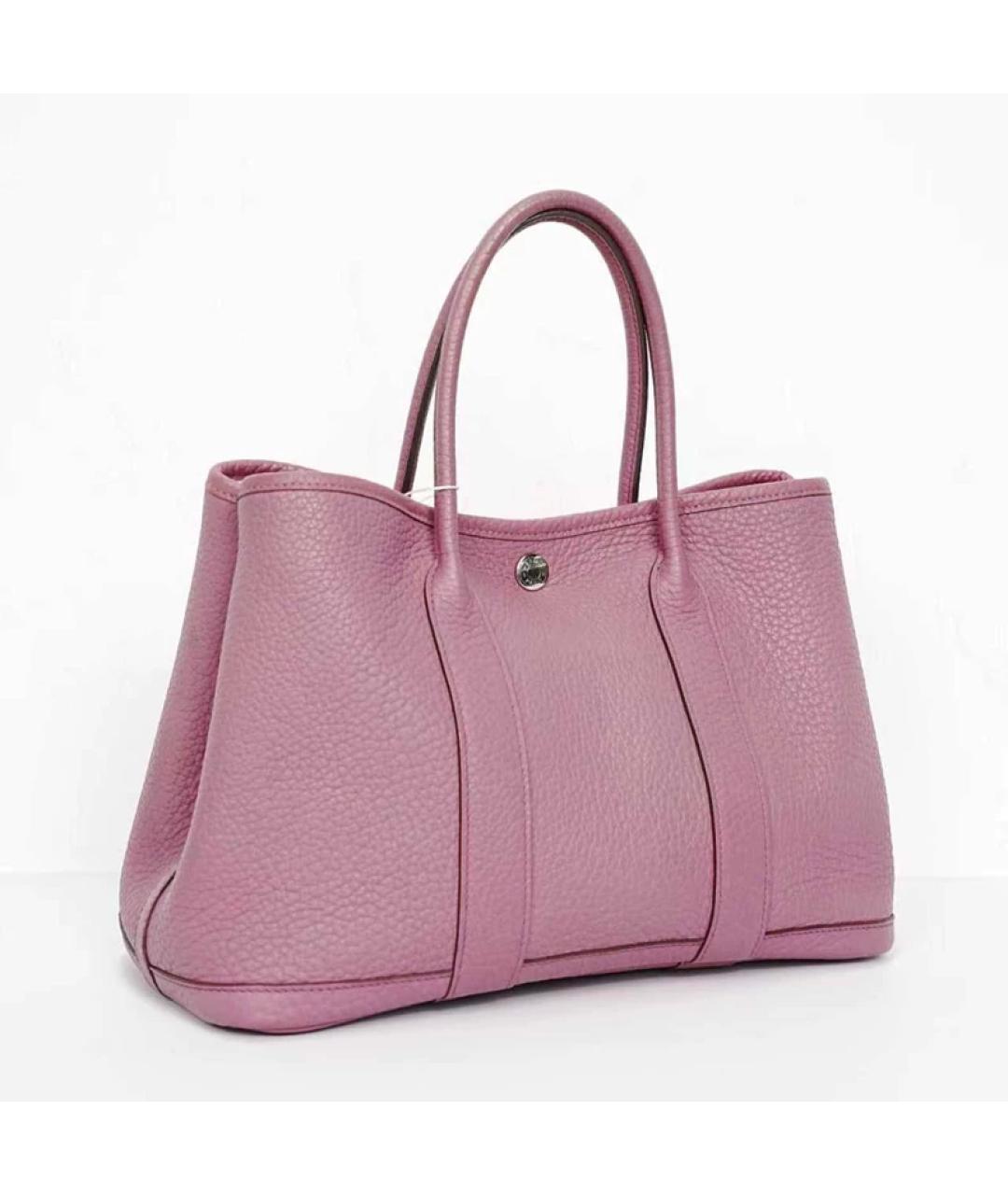 HERMES Розовая кожаная сумка с короткими ручками, фото 7