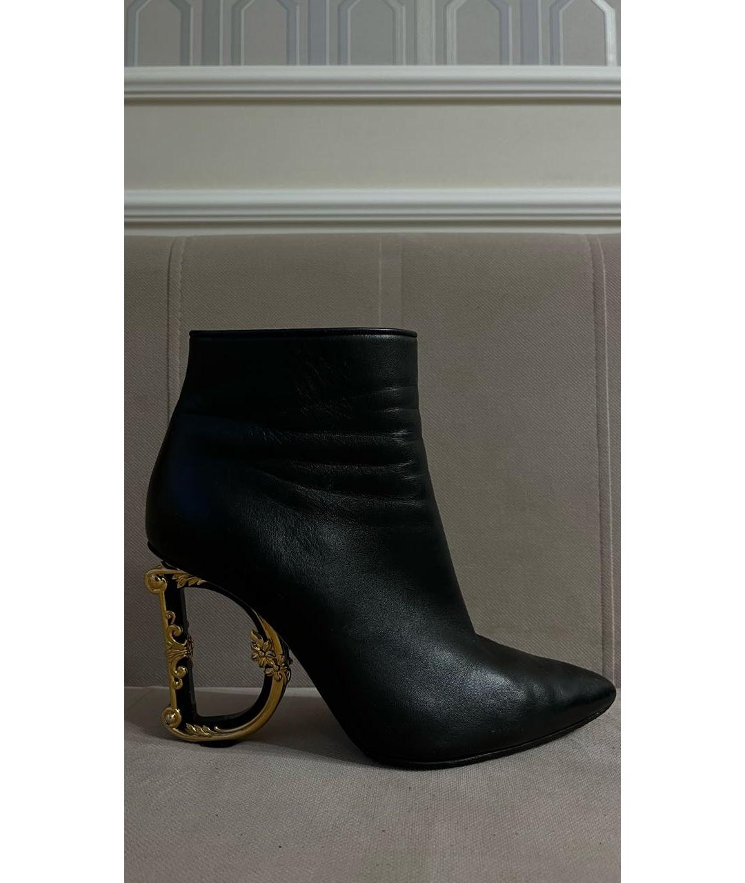 DOLCE&GABBANA Черные кожаные ботильоны, фото 6