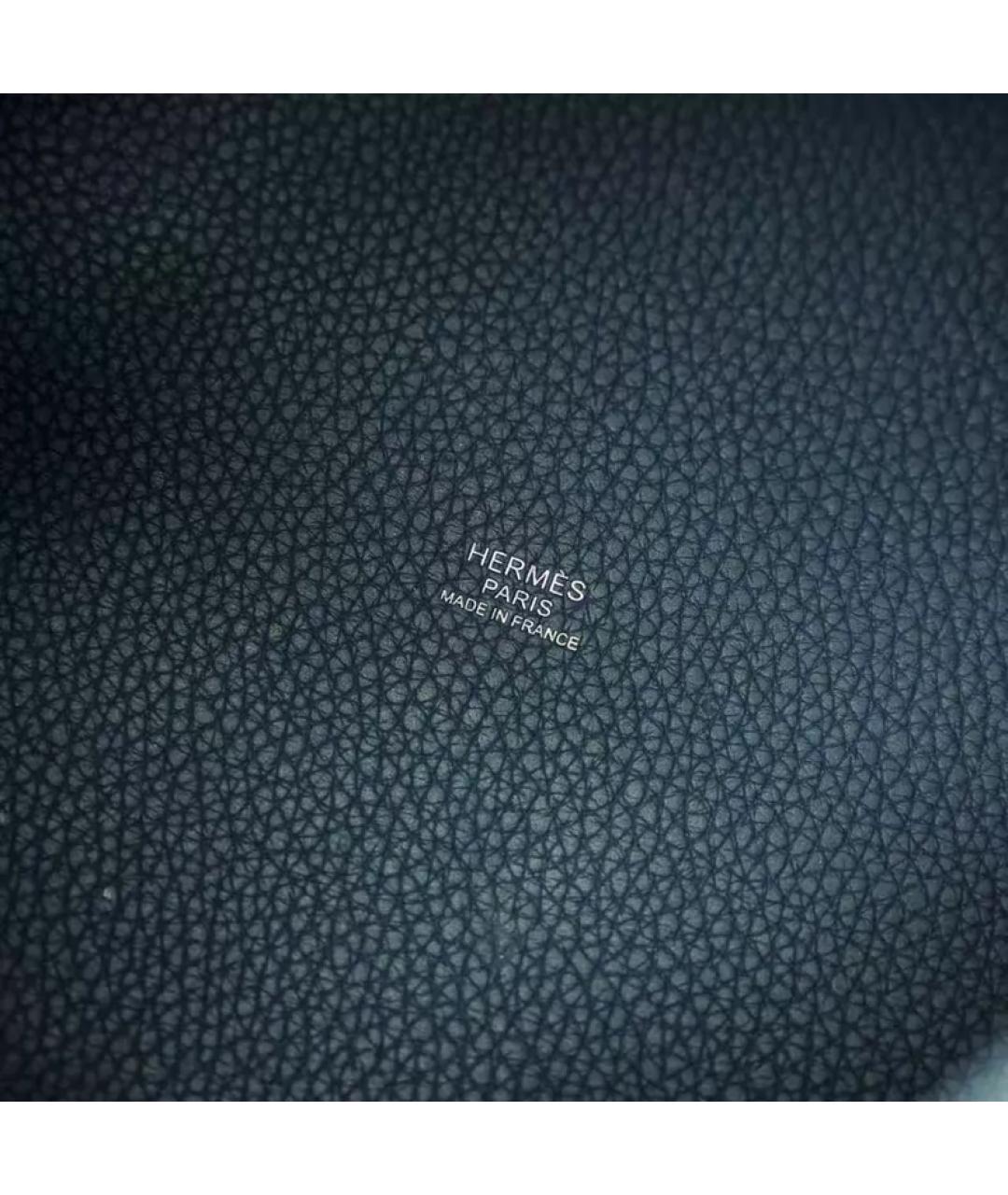 HERMES Темно-синяя кожаная сумка с короткими ручками, фото 8
