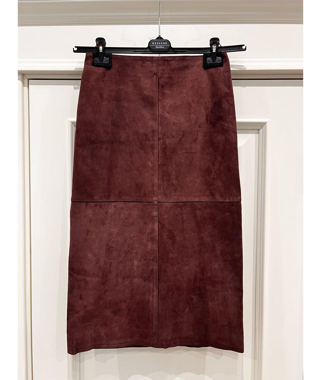 WEEKEND MAX MARA Коричневая замшевая юбка миди, фото 4