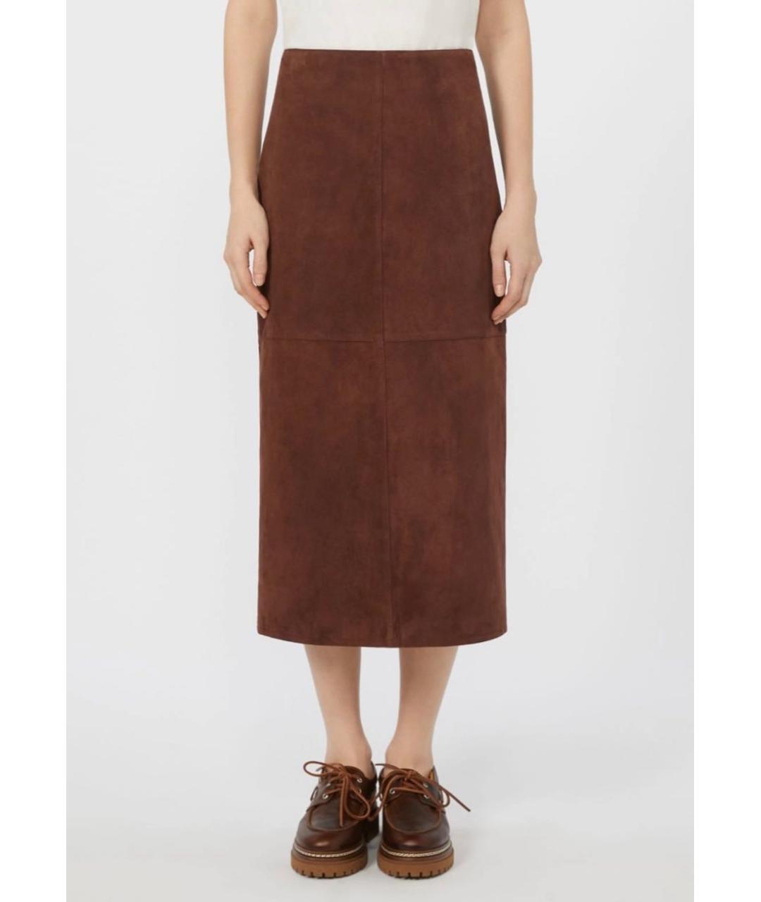 WEEKEND MAX MARA Коричневая замшевая юбка миди, фото 2