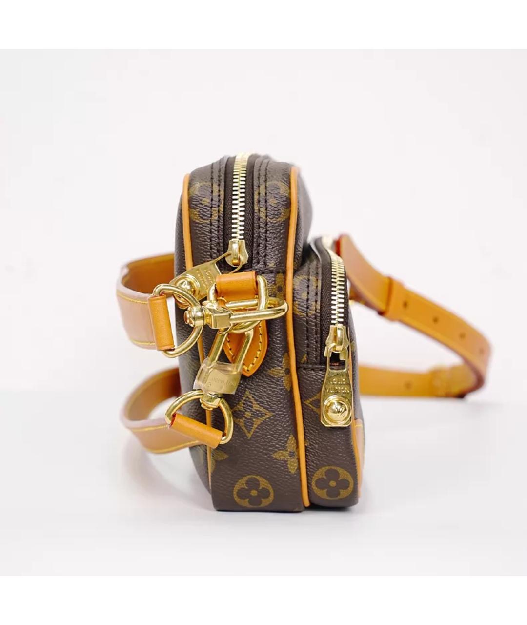 LOUIS VUITTON Коричневая тканевая сумка с короткими ручками, фото 7