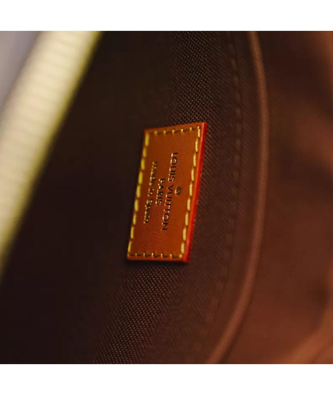 LOUIS VUITTON Коричневая тканевая сумка с короткими ручками, фото 8
