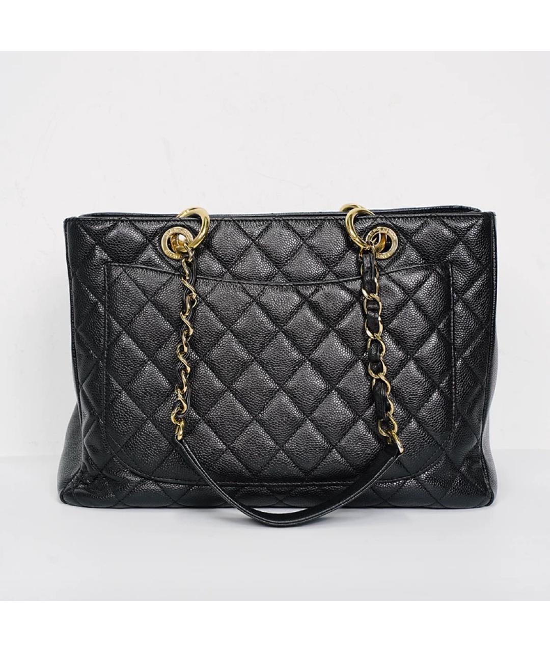 CHANEL Черная кожаная сумка с короткими ручками, фото 3