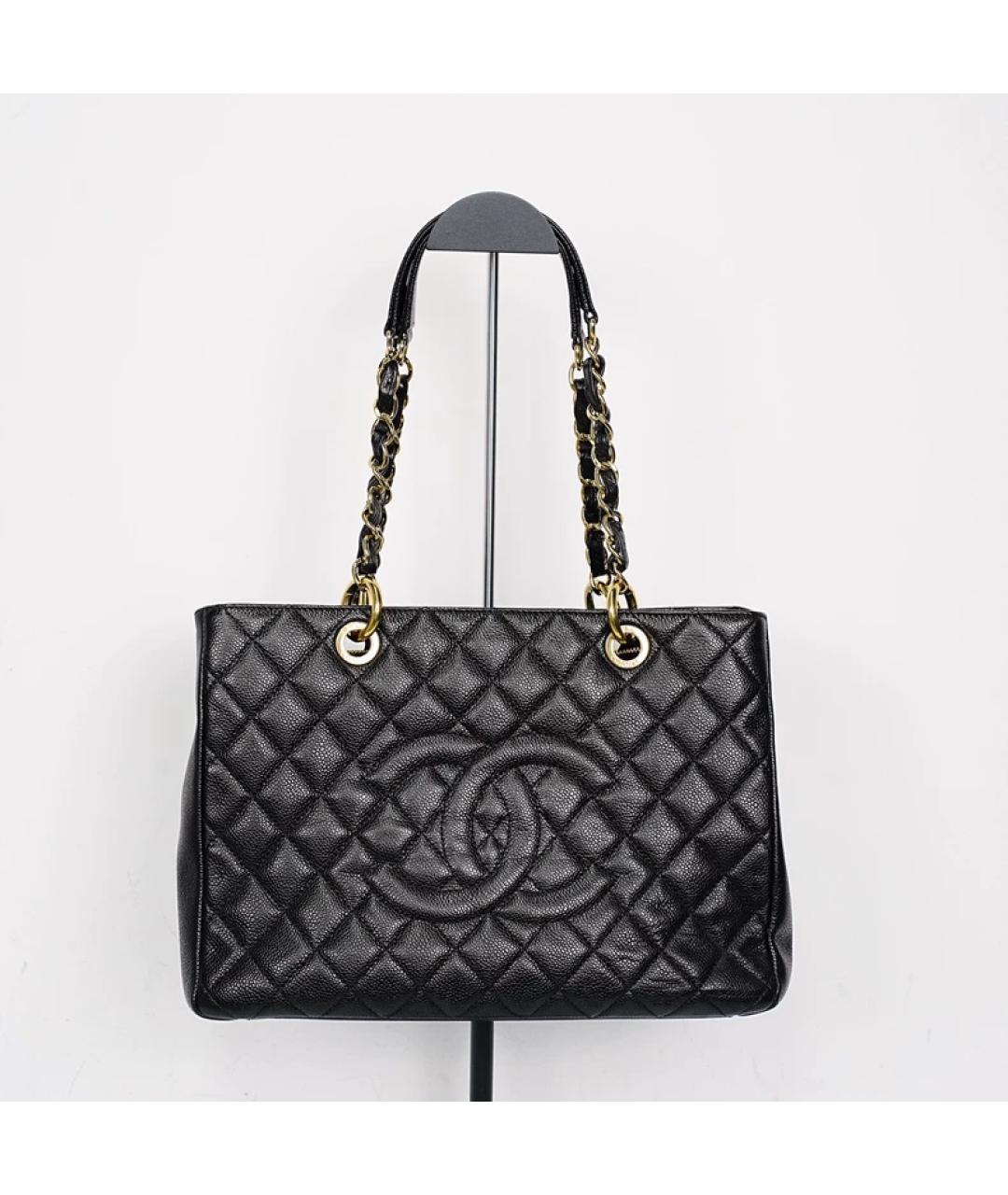 CHANEL Черная кожаная сумка с короткими ручками, фото 5