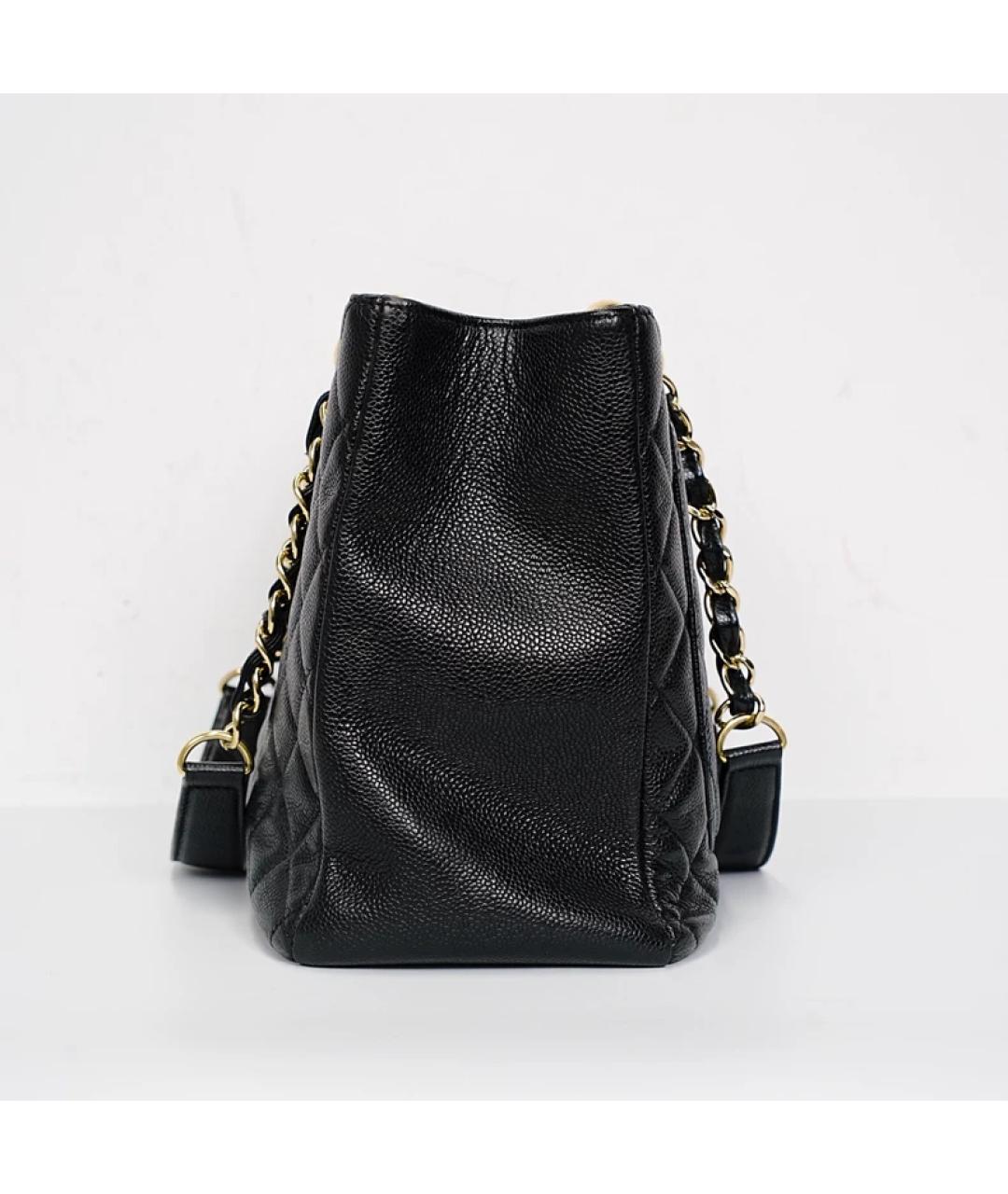 CHANEL Черная кожаная сумка с короткими ручками, фото 4