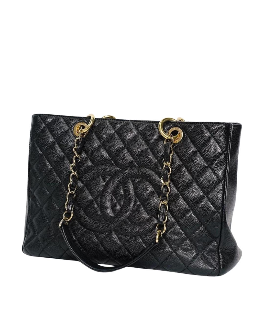 CHANEL Черная кожаная сумка с короткими ручками, фото 1