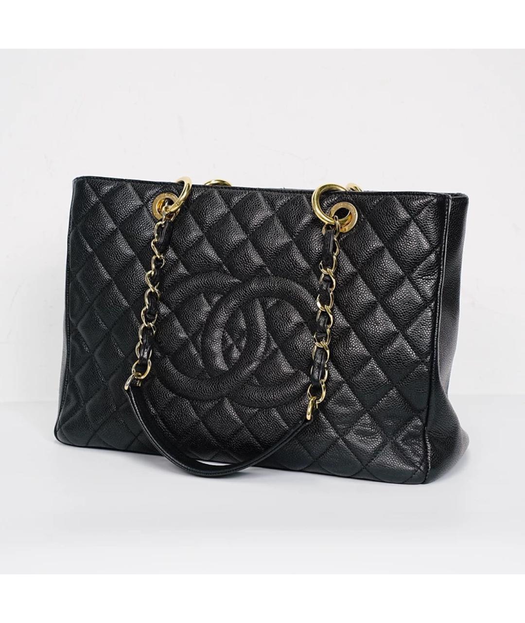 CHANEL Черная кожаная сумка с короткими ручками, фото 10