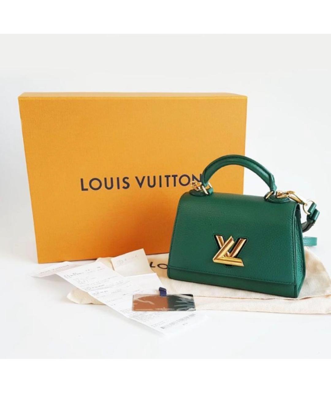 LOUIS VUITTON Зеленая кожаная сумка с короткими ручками, фото 2