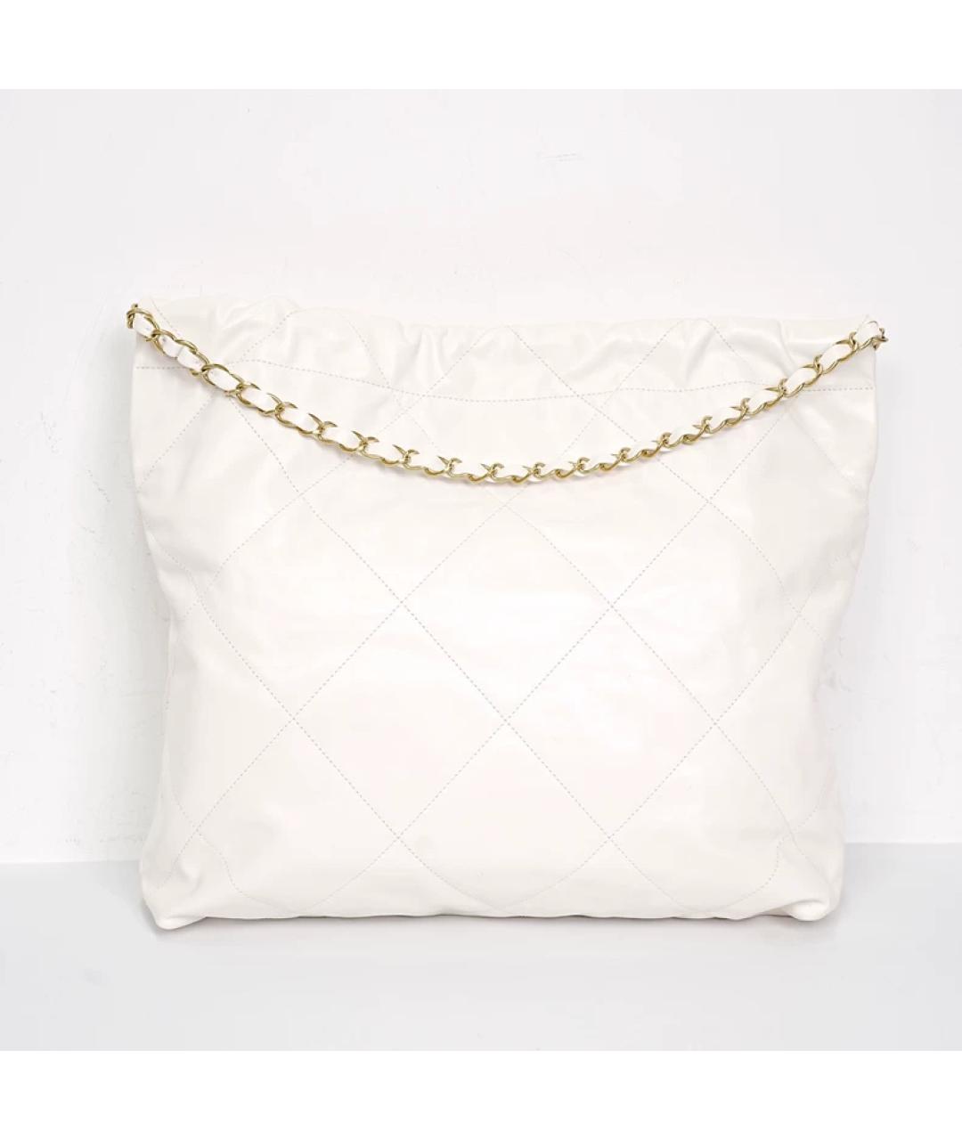 CHANEL Белая кожаная сумка с короткими ручками, фото 4