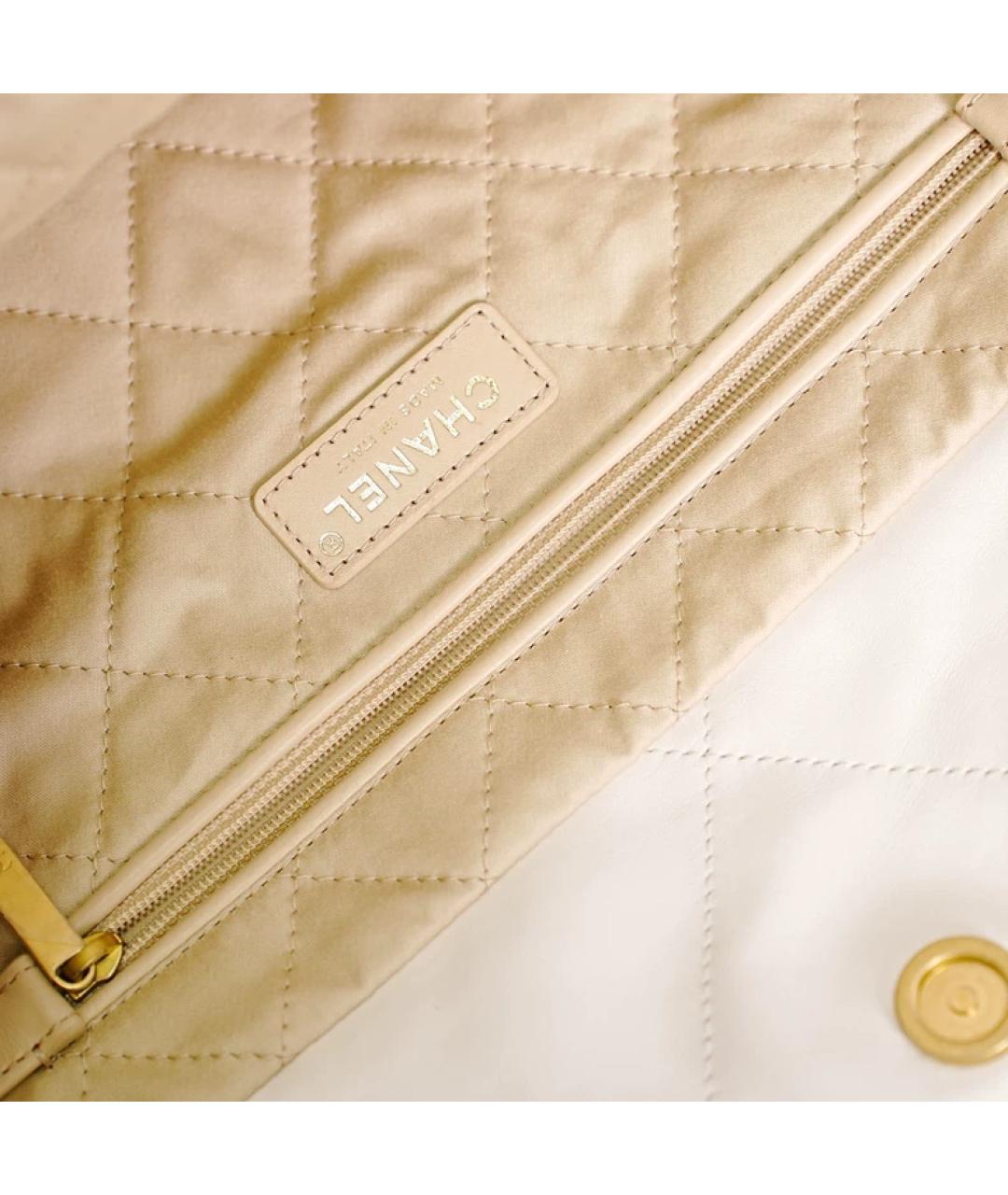 CHANEL Белая кожаная сумка с короткими ручками, фото 8