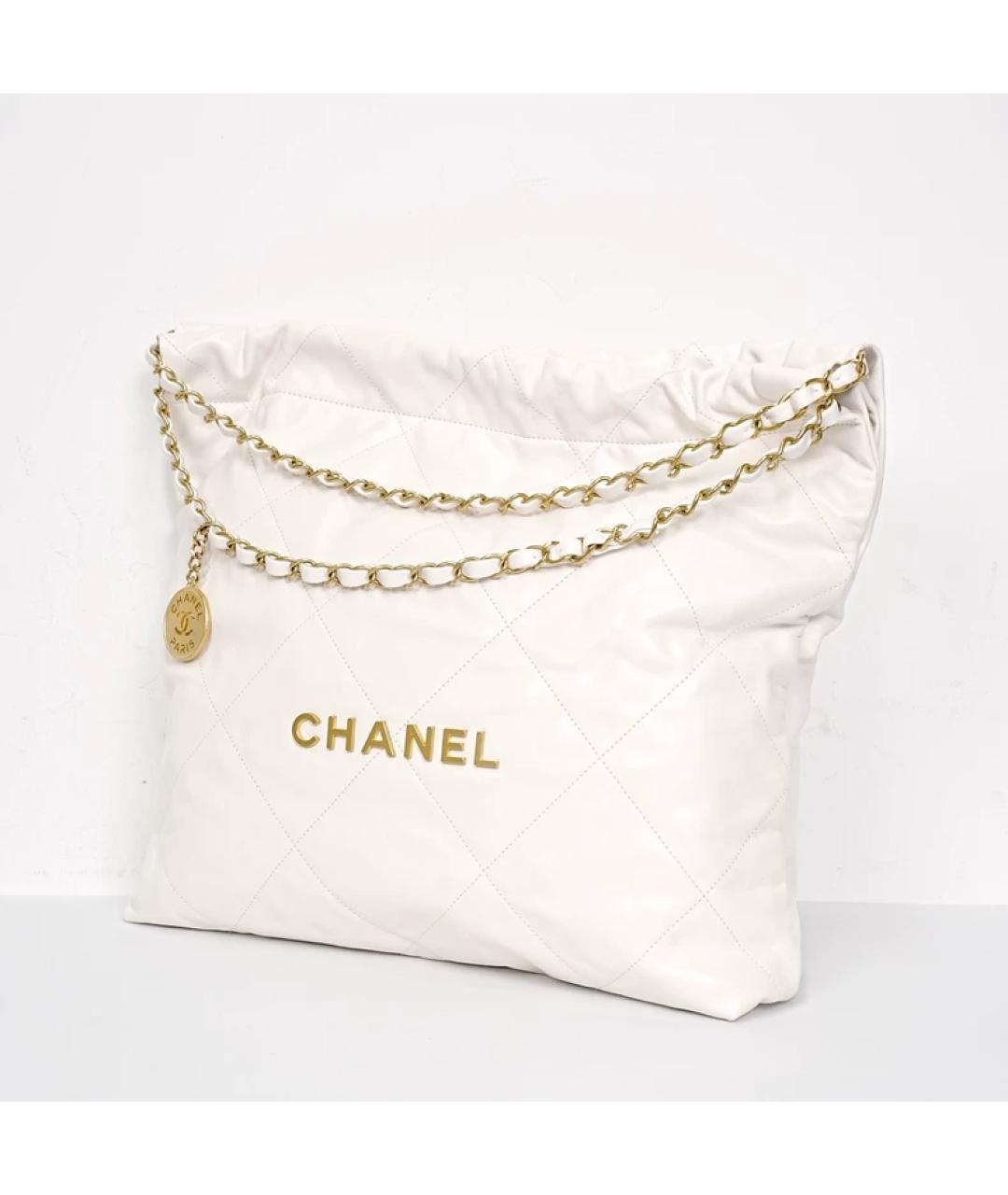 CHANEL Белая кожаная сумка с короткими ручками, фото 2