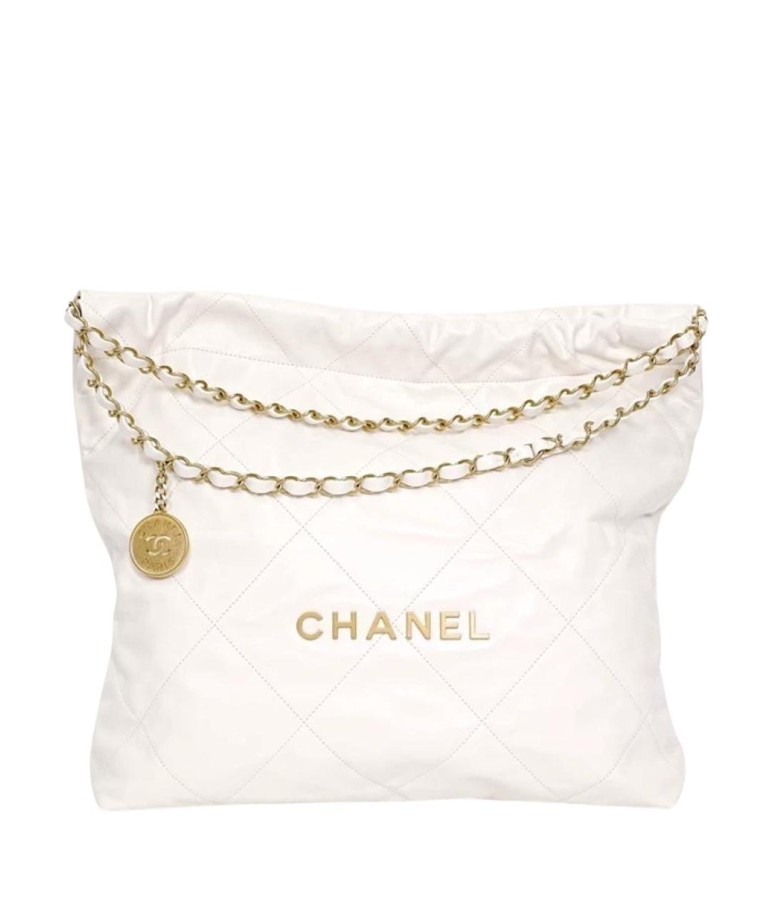 CHANEL Белая кожаная сумка с короткими ручками, фото 1