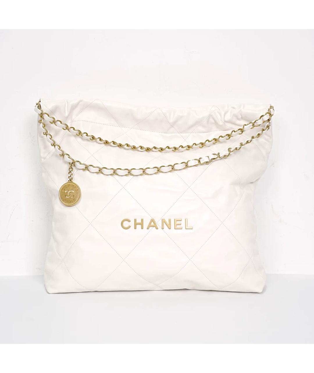 CHANEL Белая кожаная сумка с короткими ручками, фото 10