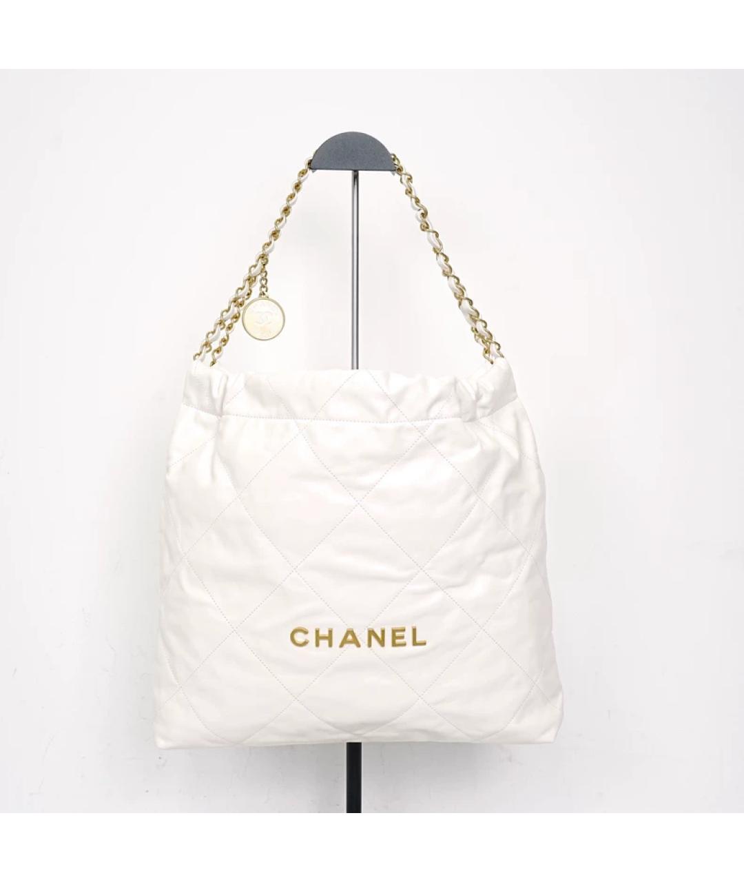 CHANEL Белая кожаная сумка с короткими ручками, фото 7