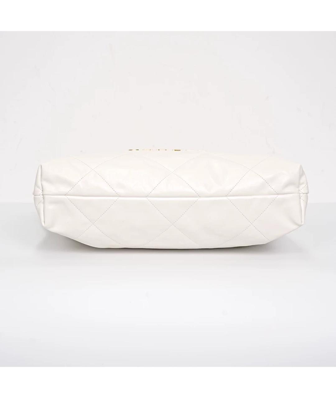 CHANEL Белая кожаная сумка с короткими ручками, фото 6