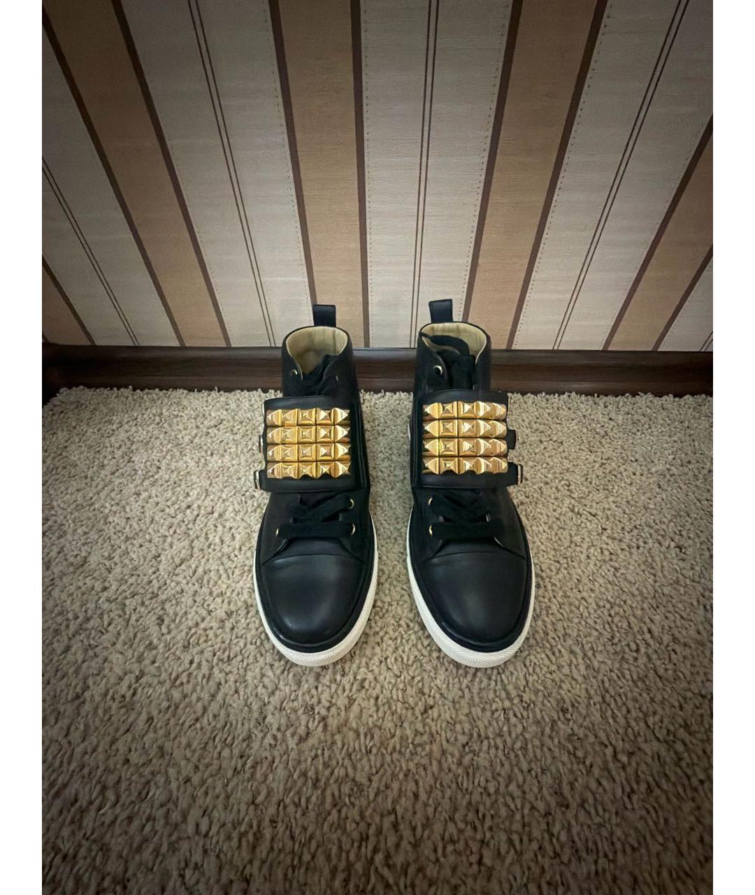 HERMES Черные кожаные кроссовки, фото 2