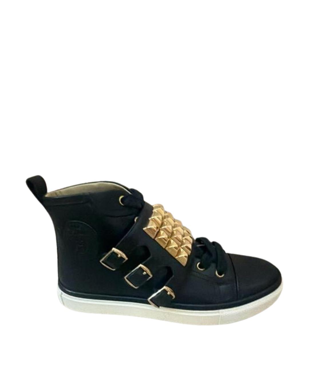 HERMES Черные кожаные кроссовки, фото 1