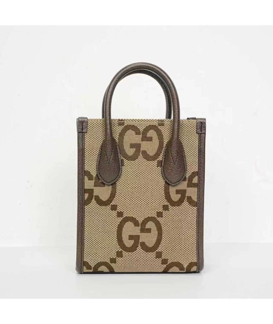 GUCCI Бежевая тканевая сумка с короткими ручками, фото 11