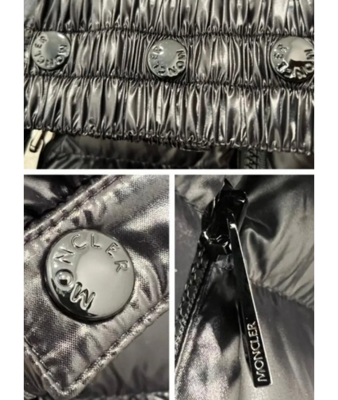 MONCLER Черный синтетический пуховик, фото 4