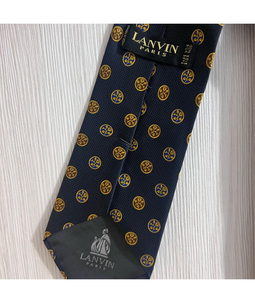 LANVIN Темно-синий шелковый галстук, фото 3