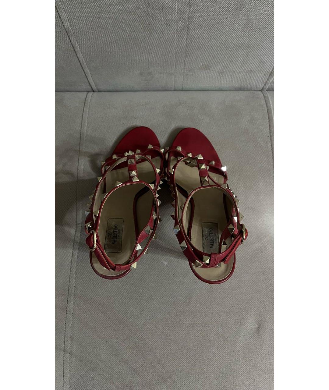 VALENTINO Красные кожаные босоножки, фото 3