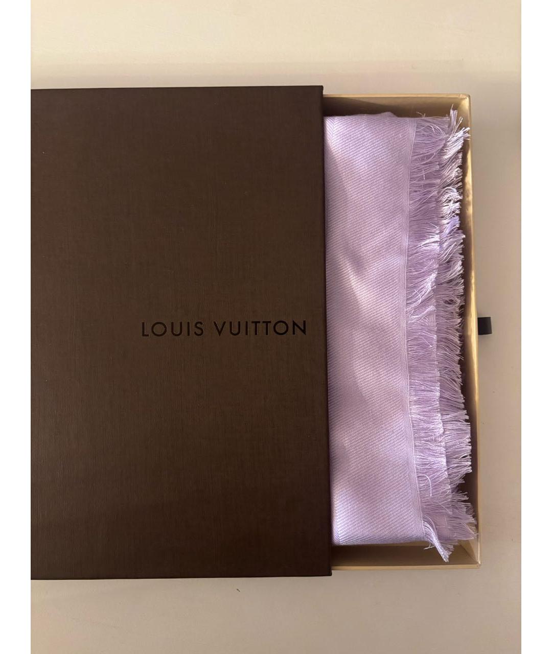 LOUIS VUITTON Фиолетовый шелковый шарф, фото 2