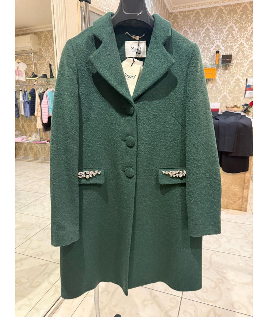 BLUGIRL Зеленые шерстяное пальто, фото 5