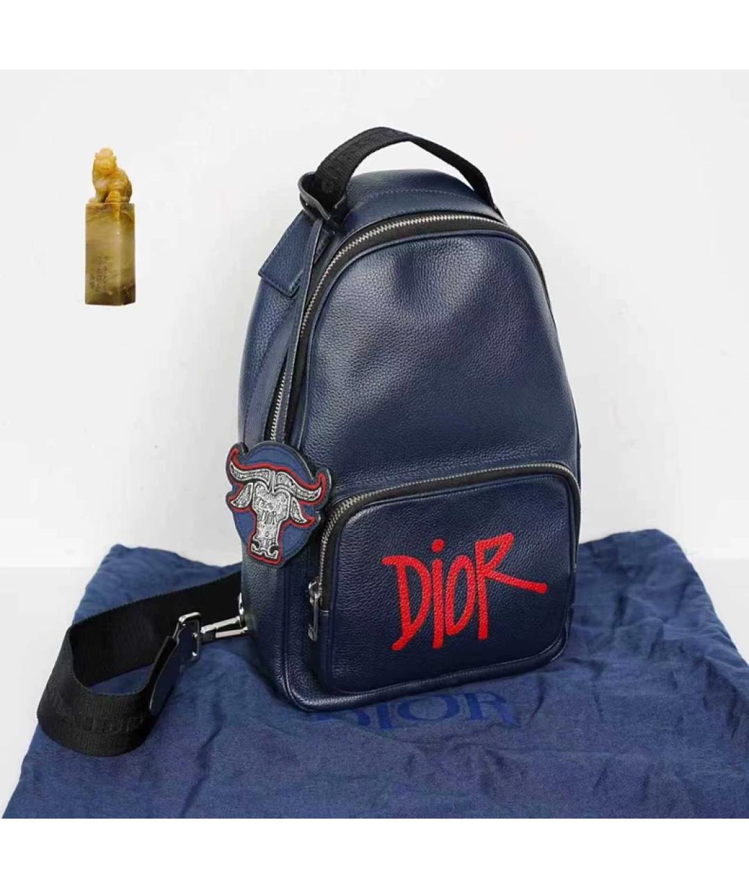 BABY DIOR Темно-синяя кожаная сумка на плечо, фото 9