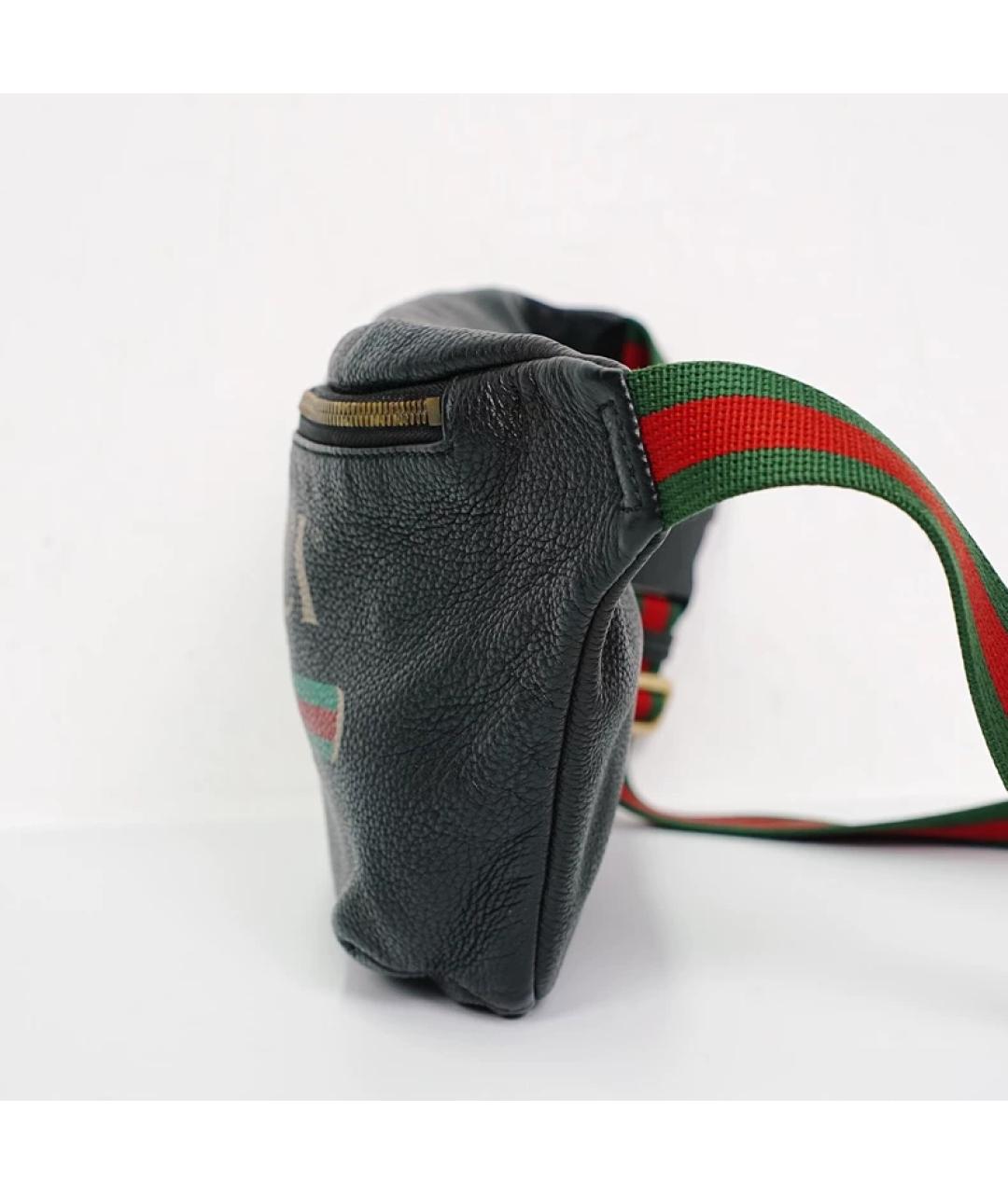 GUCCI Черная кожаная поясная сумка, фото 5