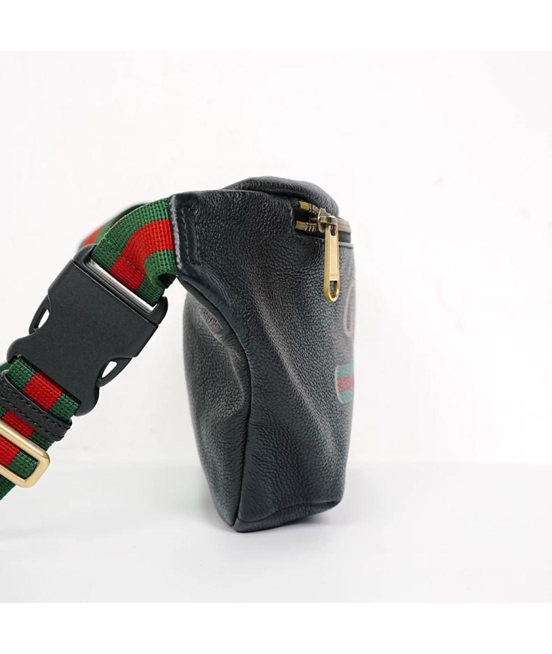 GUCCI Черная кожаная поясная сумка, фото 3