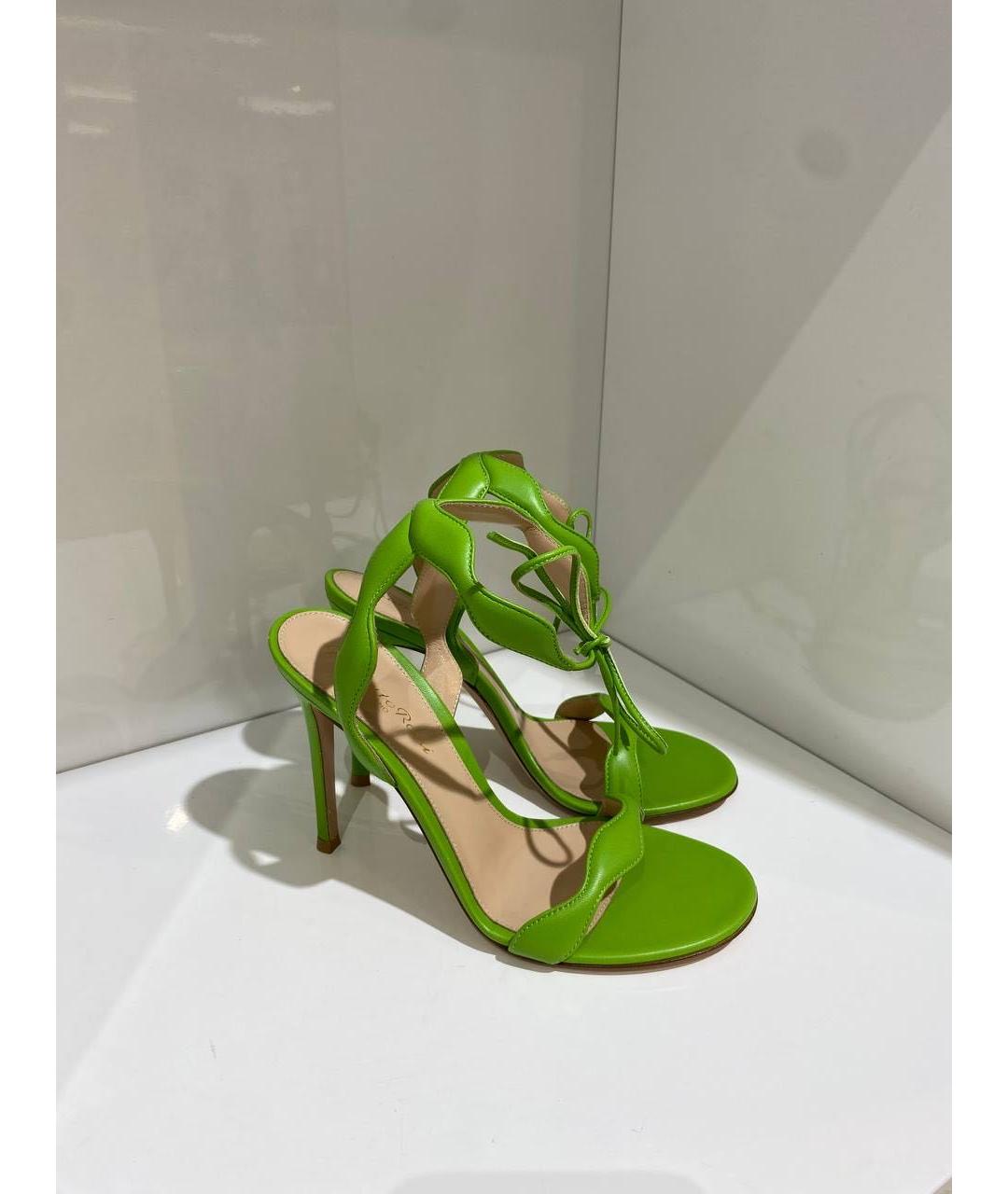 GIANVITO ROSSI Зеленые кожаные босоножки, фото 4