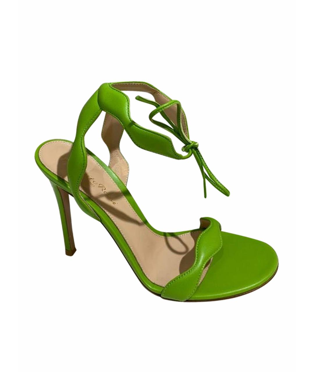 GIANVITO ROSSI Зеленые кожаные босоножки, фото 1