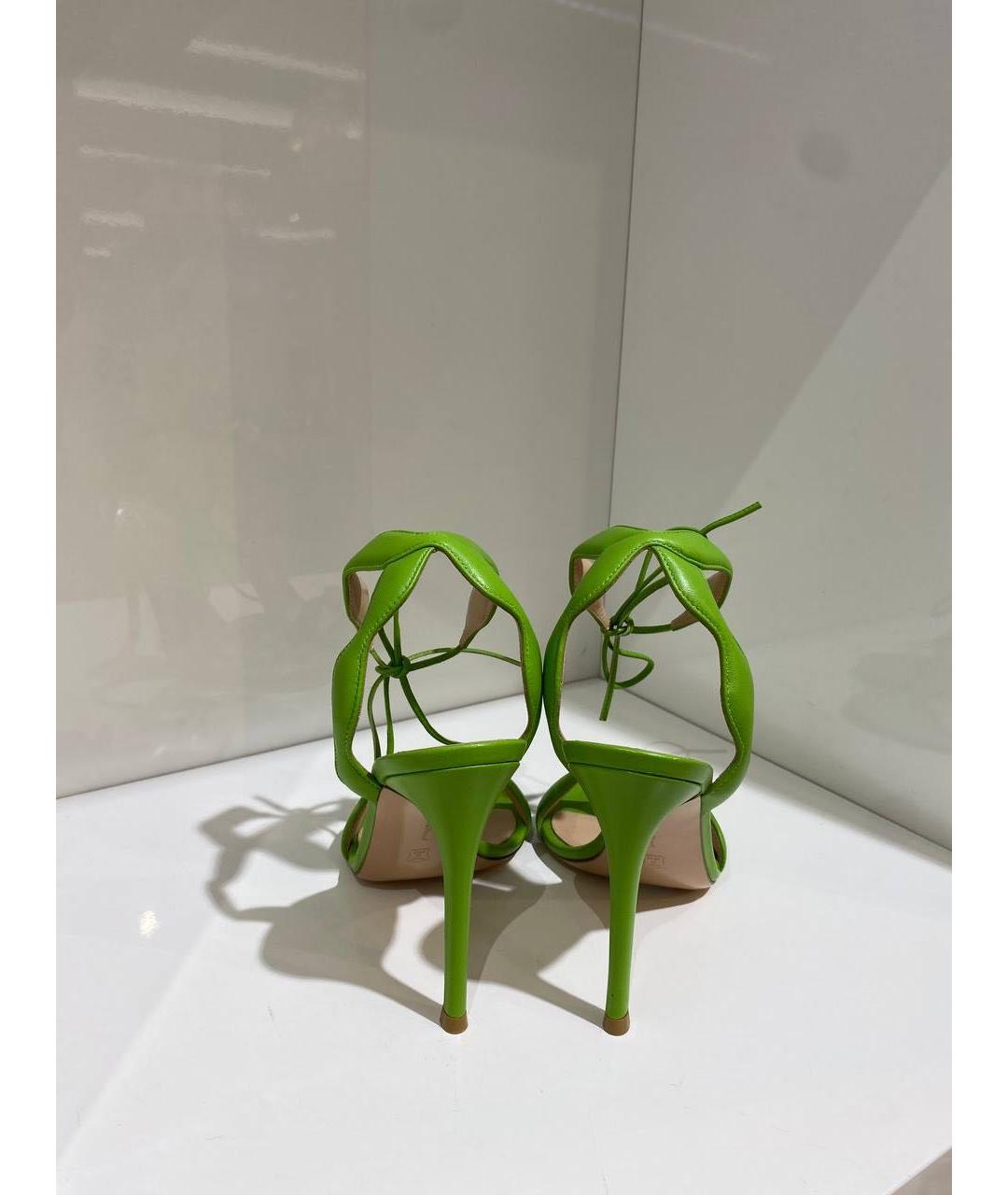 GIANVITO ROSSI Зеленые кожаные босоножки, фото 3