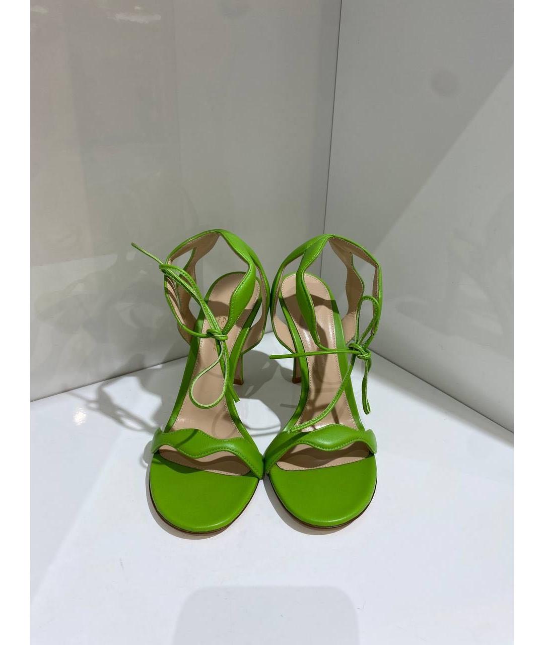 GIANVITO ROSSI Зеленые кожаные босоножки, фото 2