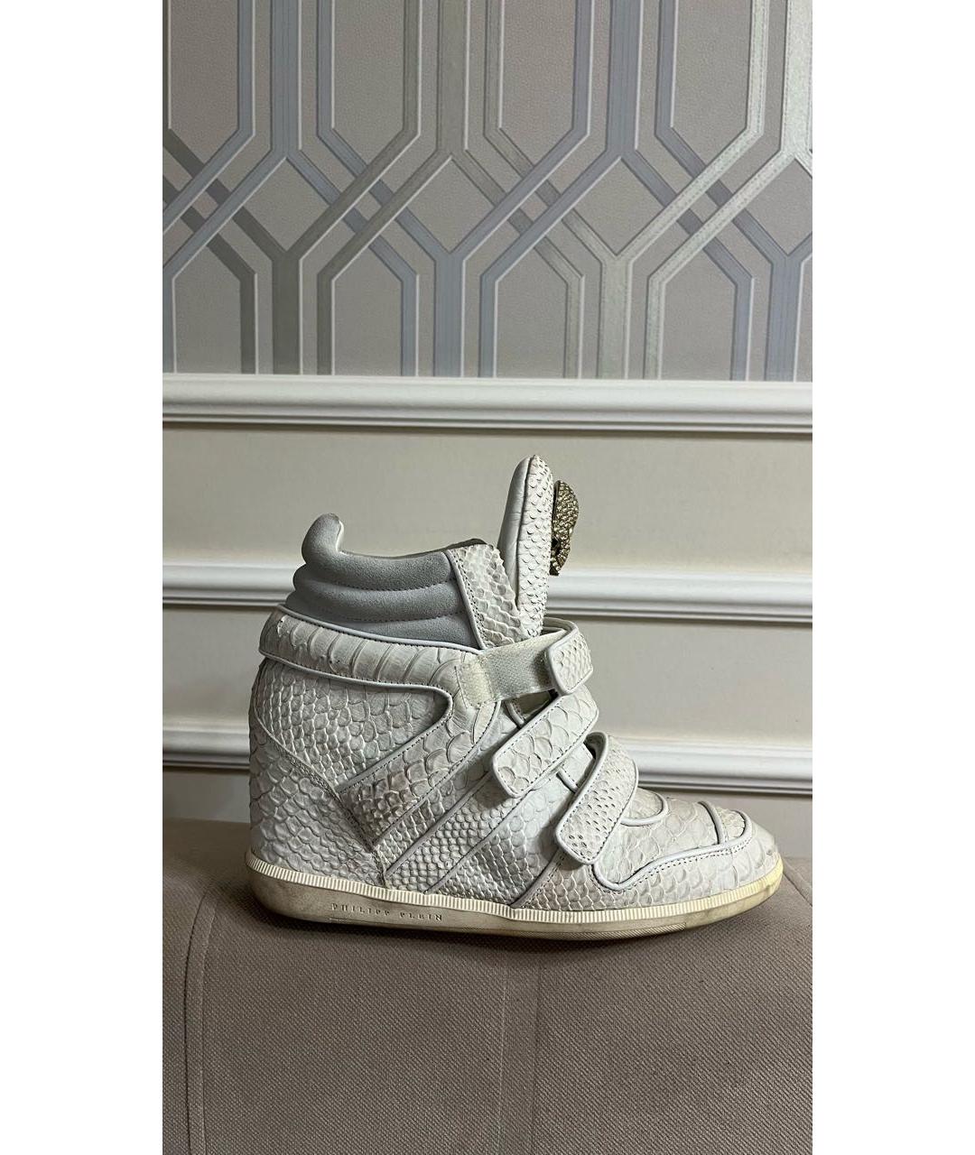 PHILIPP PLEIN Белые кроссовки из экзотической кожи, фото 5