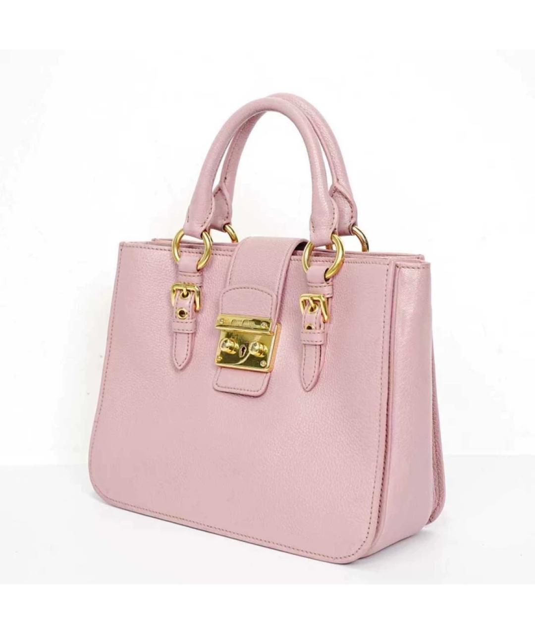 MIU MIU Розовая кожаная сумка с короткими ручками, фото 2