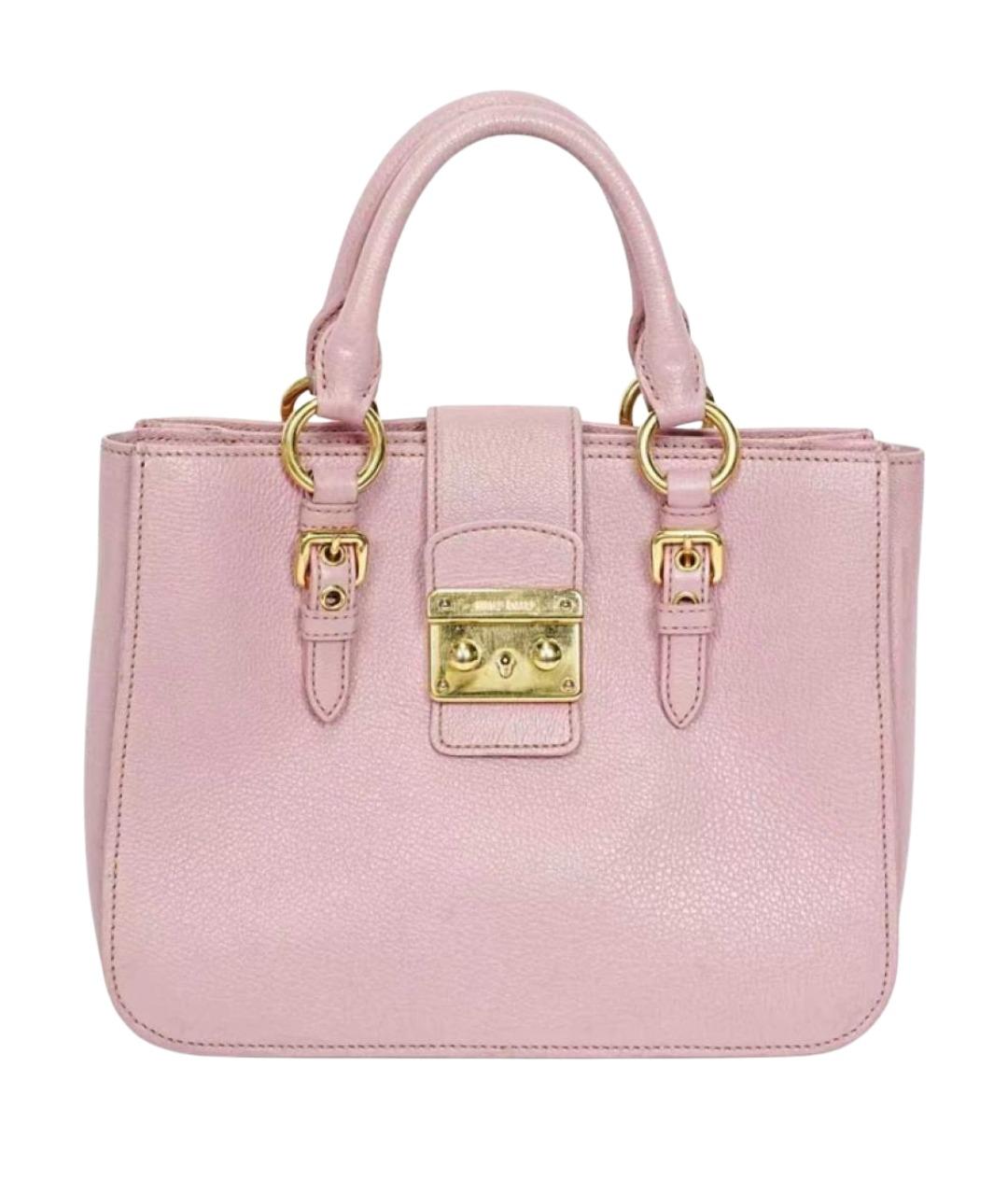 MIU MIU Розовая кожаная сумка с короткими ручками, фото 1