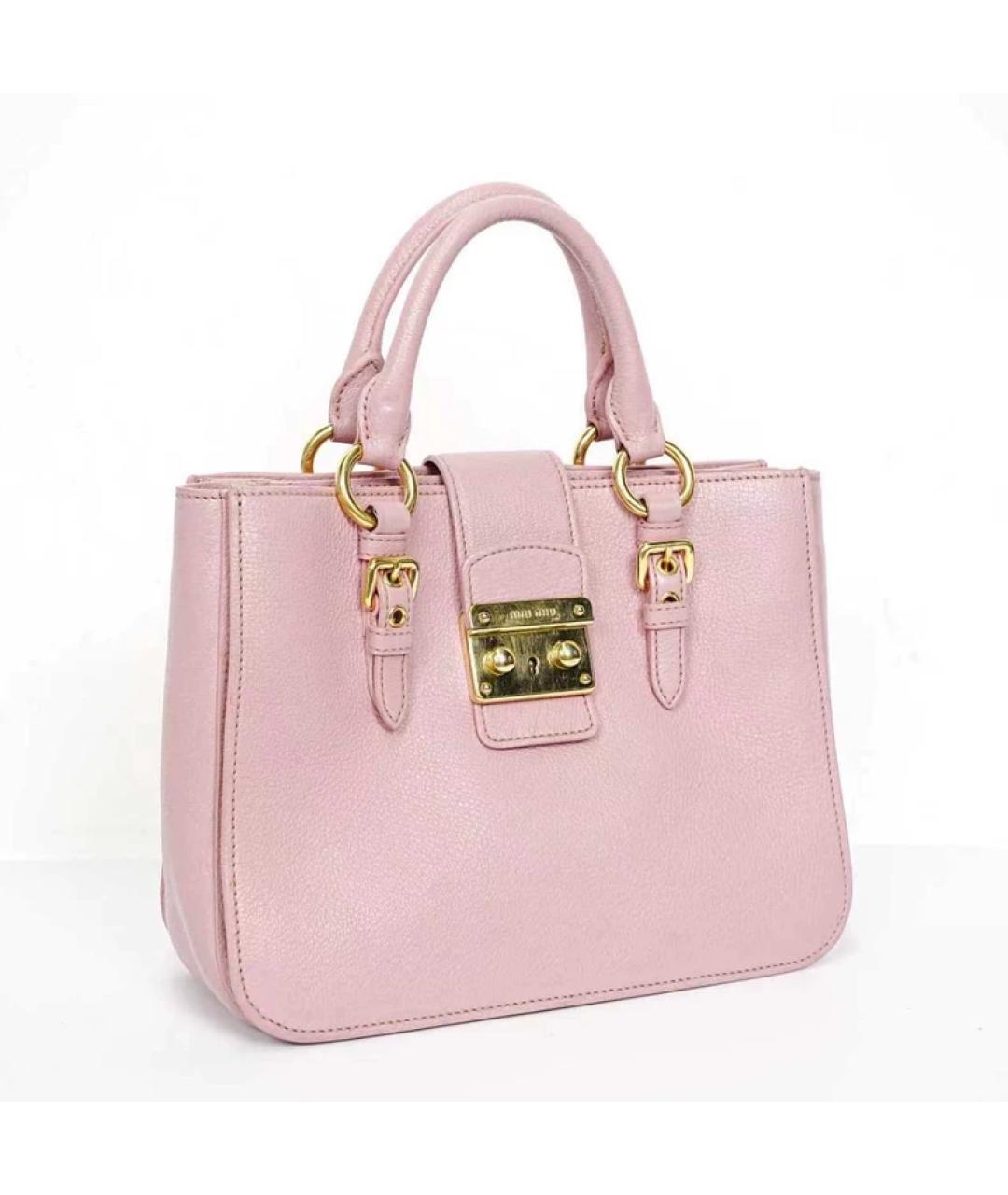 MIU MIU Розовая кожаная сумка с короткими ручками, фото 3