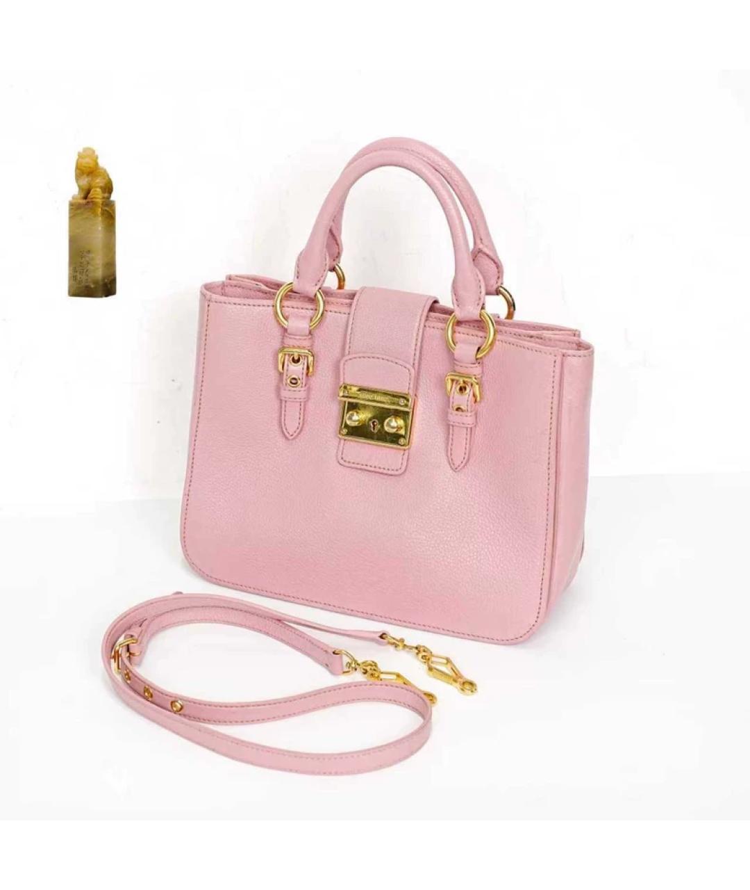 MIU MIU Розовая кожаная сумка с короткими ручками, фото 9