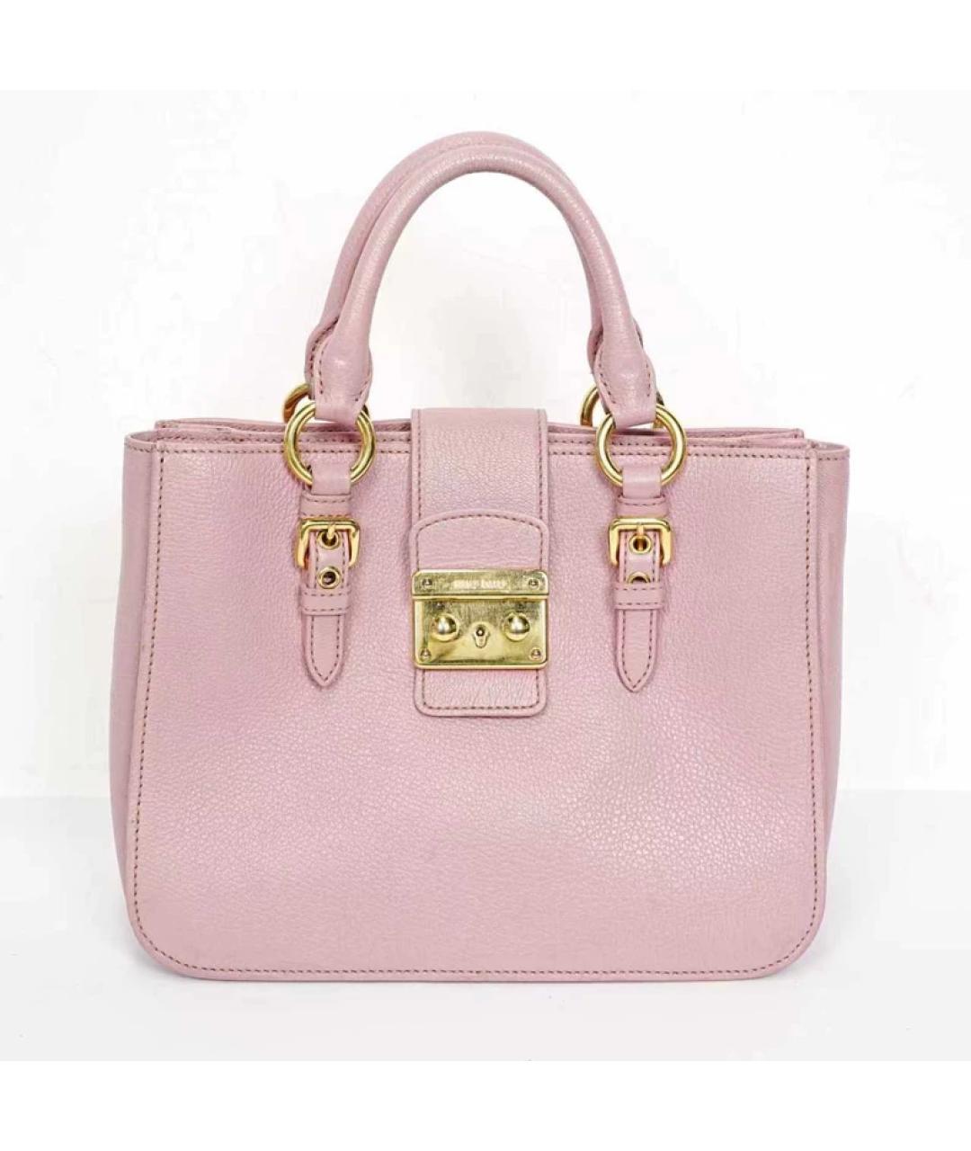MIU MIU Розовая кожаная сумка с короткими ручками, фото 10