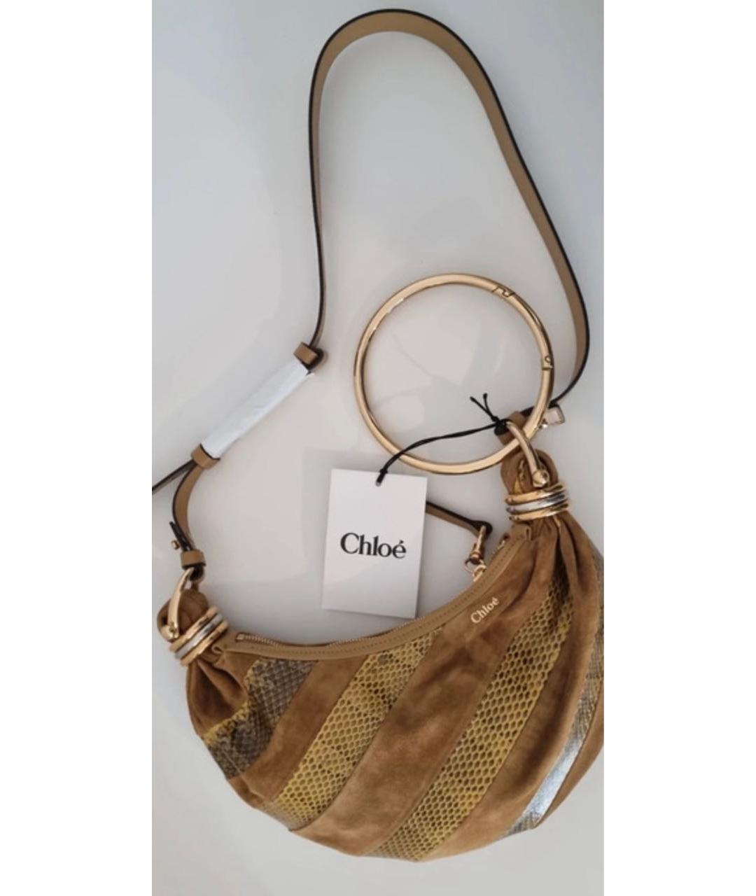 CHLOE Горчичная кожаная сумка с короткими ручками, фото 7