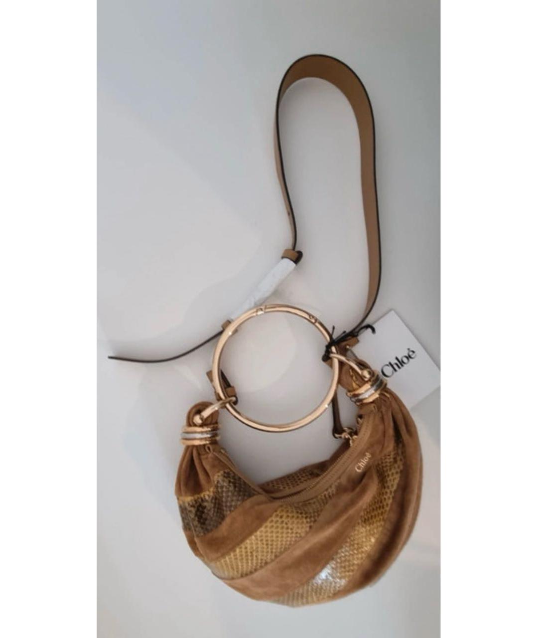 CHLOE Горчичная кожаная сумка с короткими ручками, фото 6