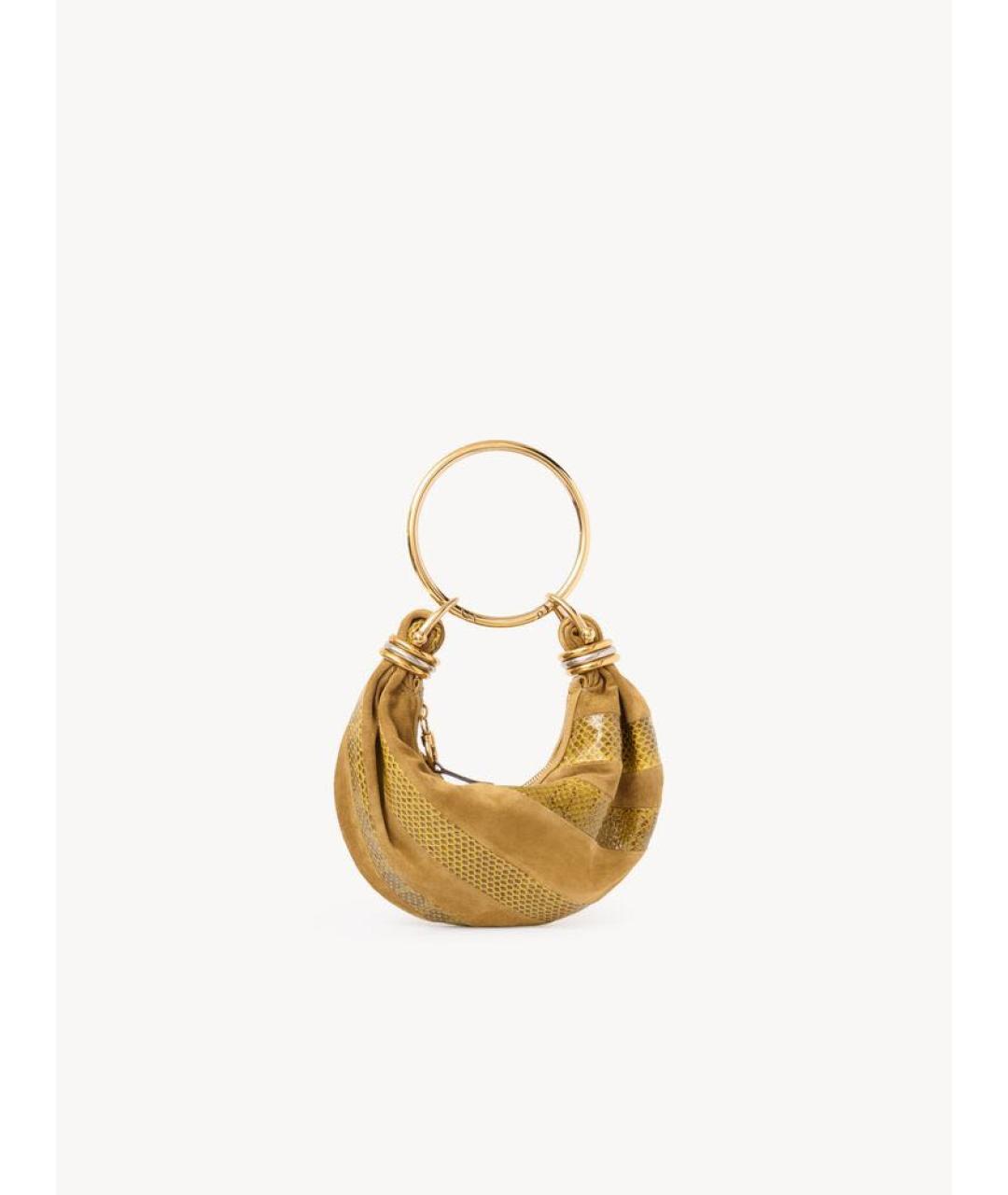 CHLOE Горчичная кожаная сумка с короткими ручками, фото 8