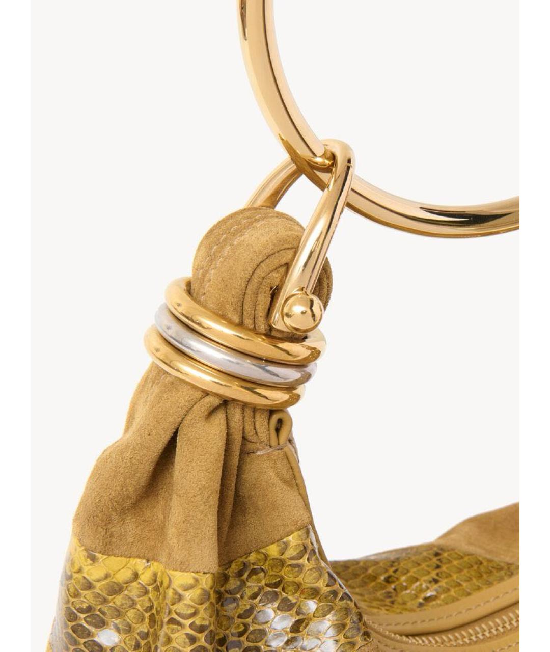 CHLOE Горчичная кожаная сумка с короткими ручками, фото 5