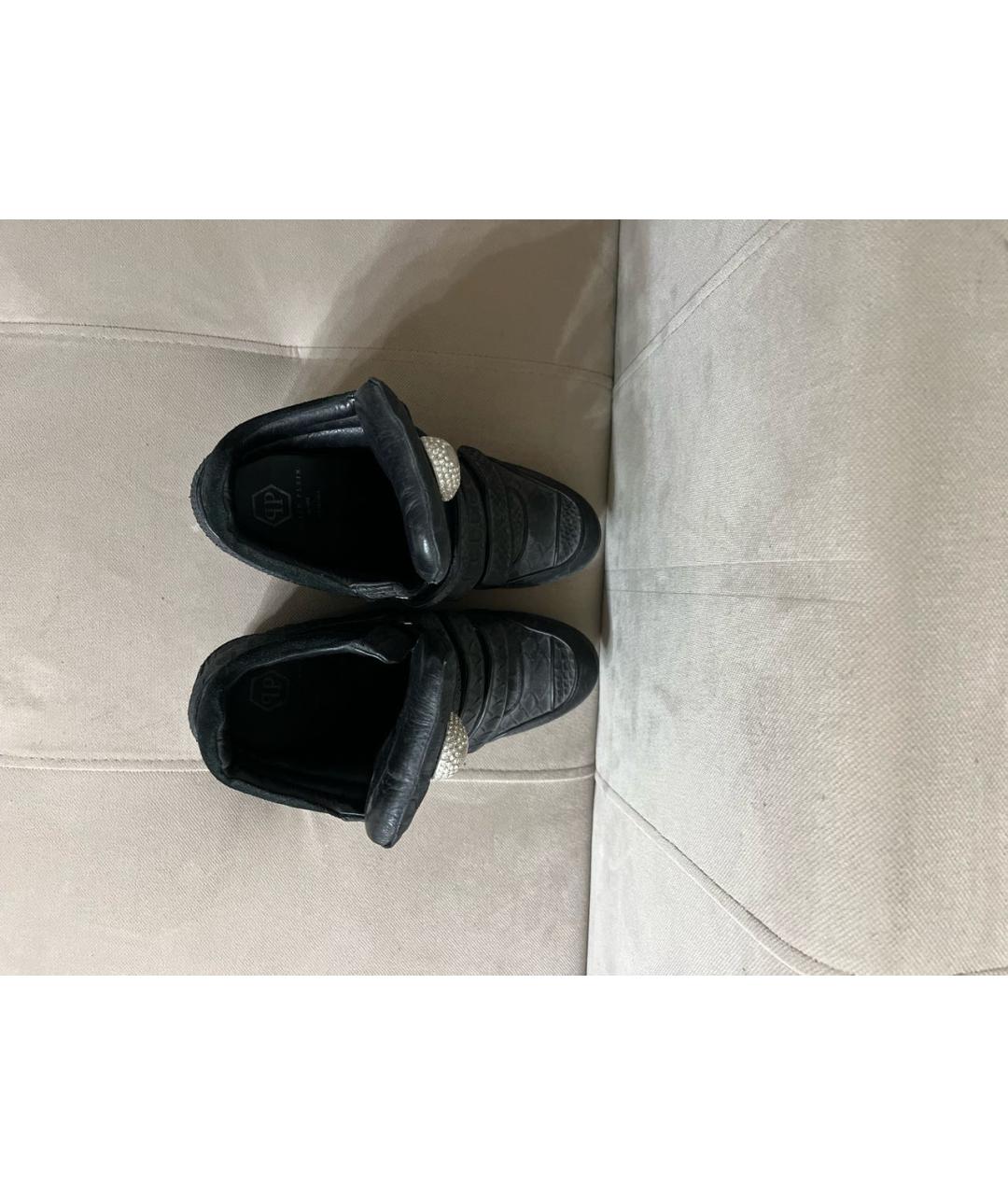 PHILIPP PLEIN Черные кроссовки из экзотической кожи, фото 3