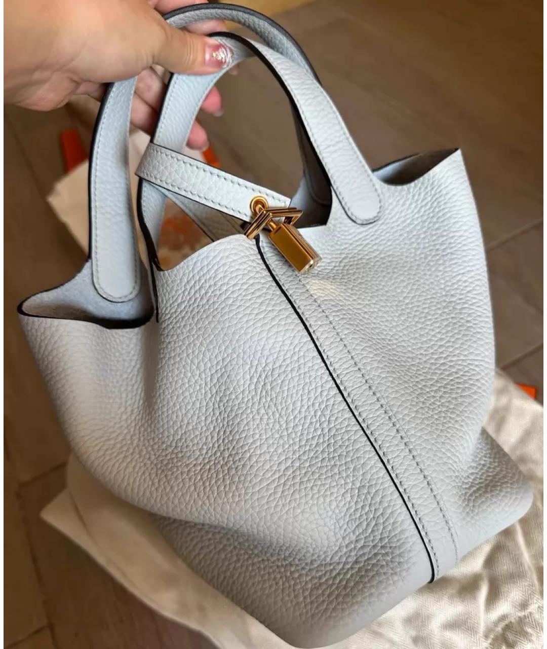 HERMES Белая кожаная сумка с короткими ручками, фото 2